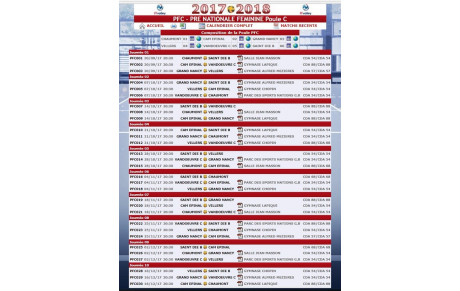 Calendrier de Pré Nationale